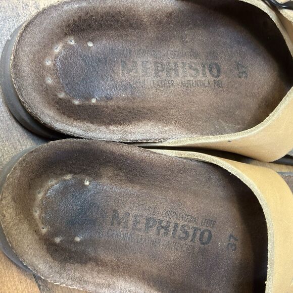 Mephisto Helen Women's EU37 US6,5 Tan Leather Slip On Thong Slide Sandals - Picture 9 of 12